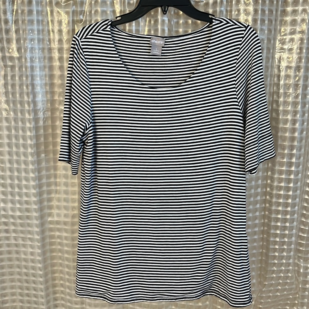Chicos Black and white striped top